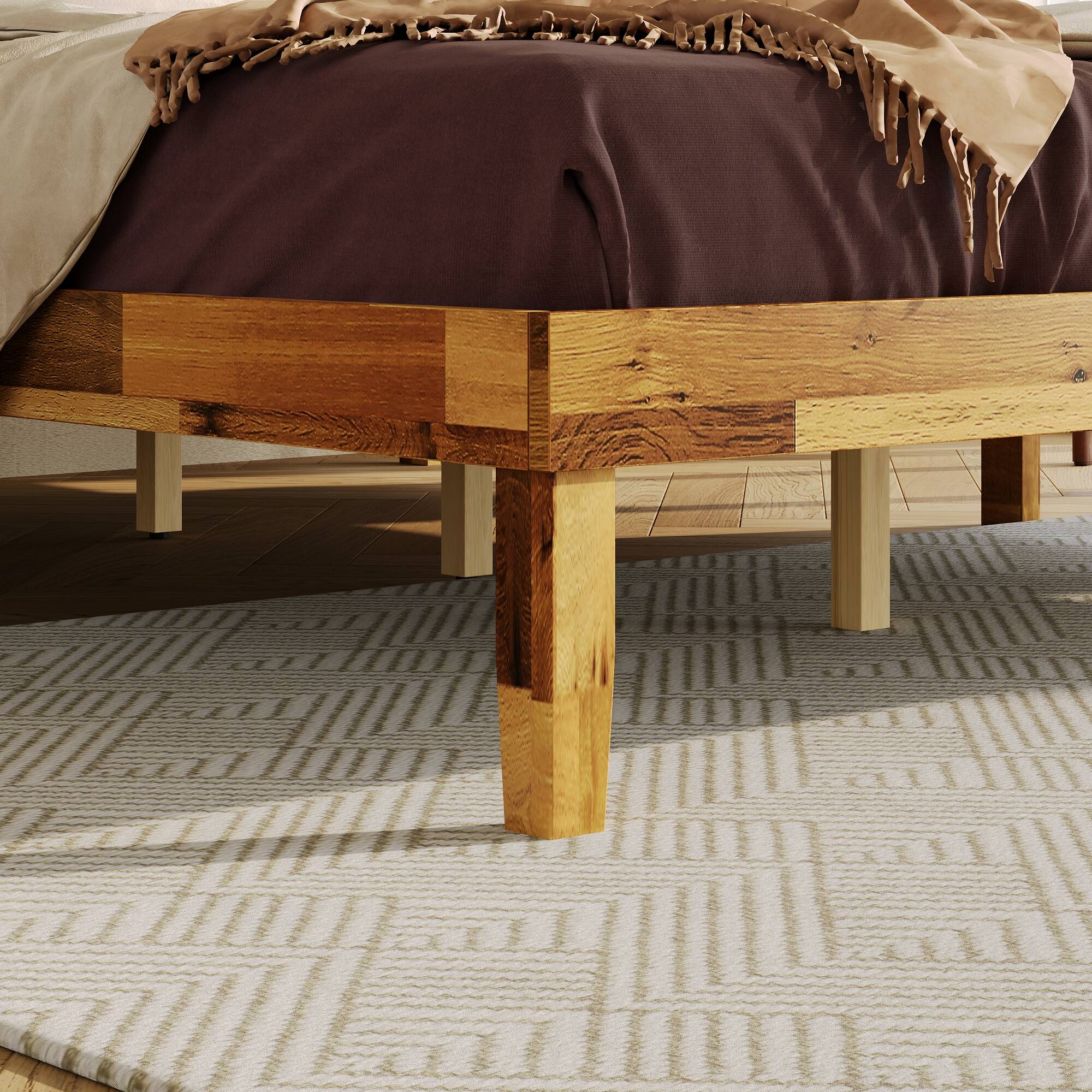 Alt View 8. Famapy - Famapy Solid Wood Platform Bed Frame - Rattan Headboard, Acacia Wood, Sturdy Slat Support - Wooden.