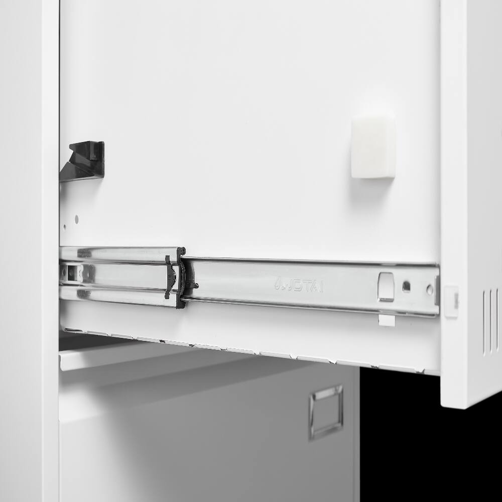 Alt View 2. Loheer - Loheer 3 Drawer Lateral File Cabinet White Locking Metal Office Storage.
