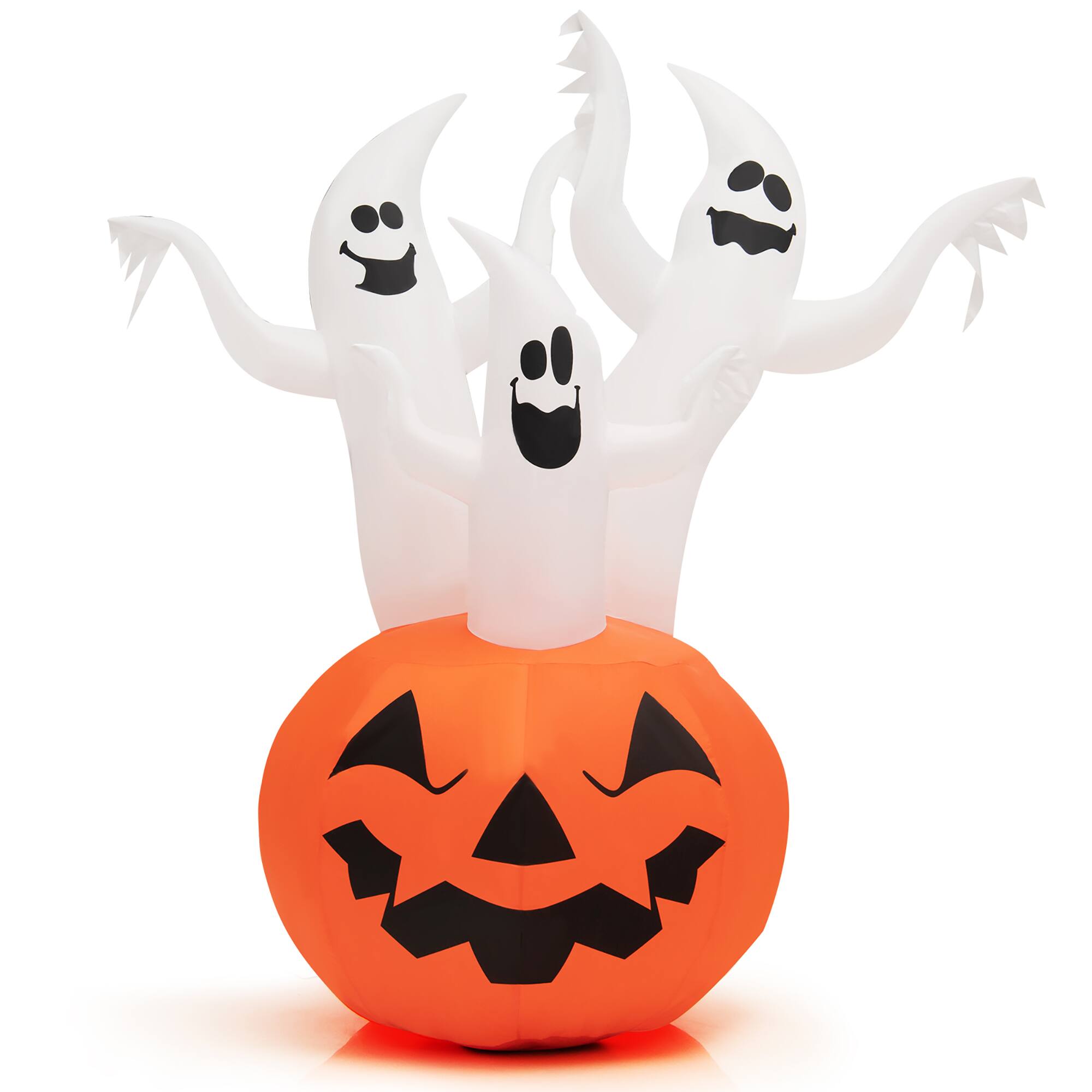 Alt View 20. Costway - 6 FT Inflatable Halloween Tree White Ghosts with Pumpkin Decor w/ Rotating Lamp - White/Pumpkin.