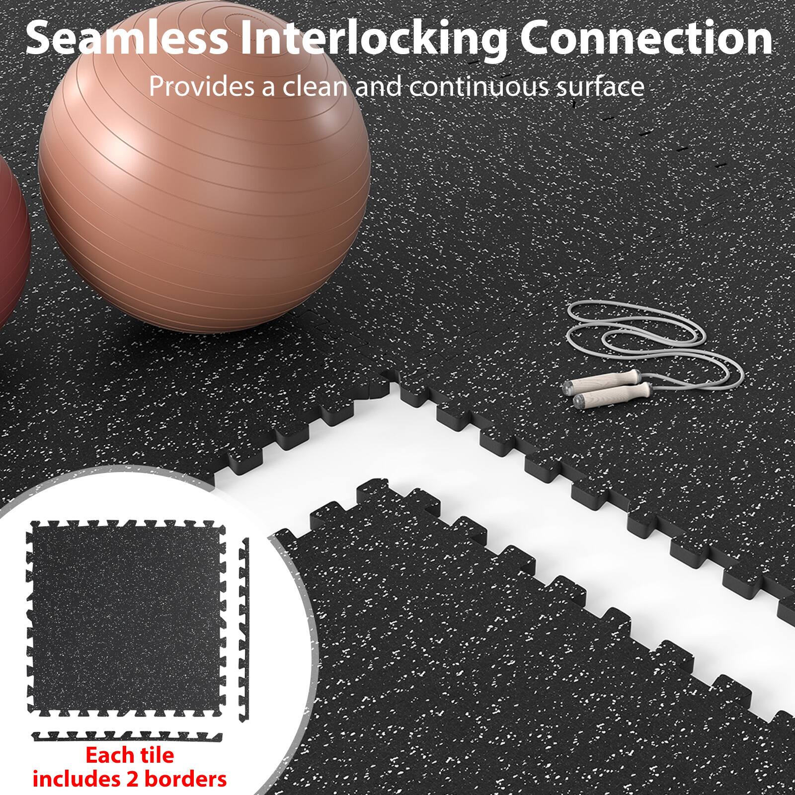 Seamless Interlocking Connection  
Provides a clean and continuous surface  
Each tile includes 2 borders