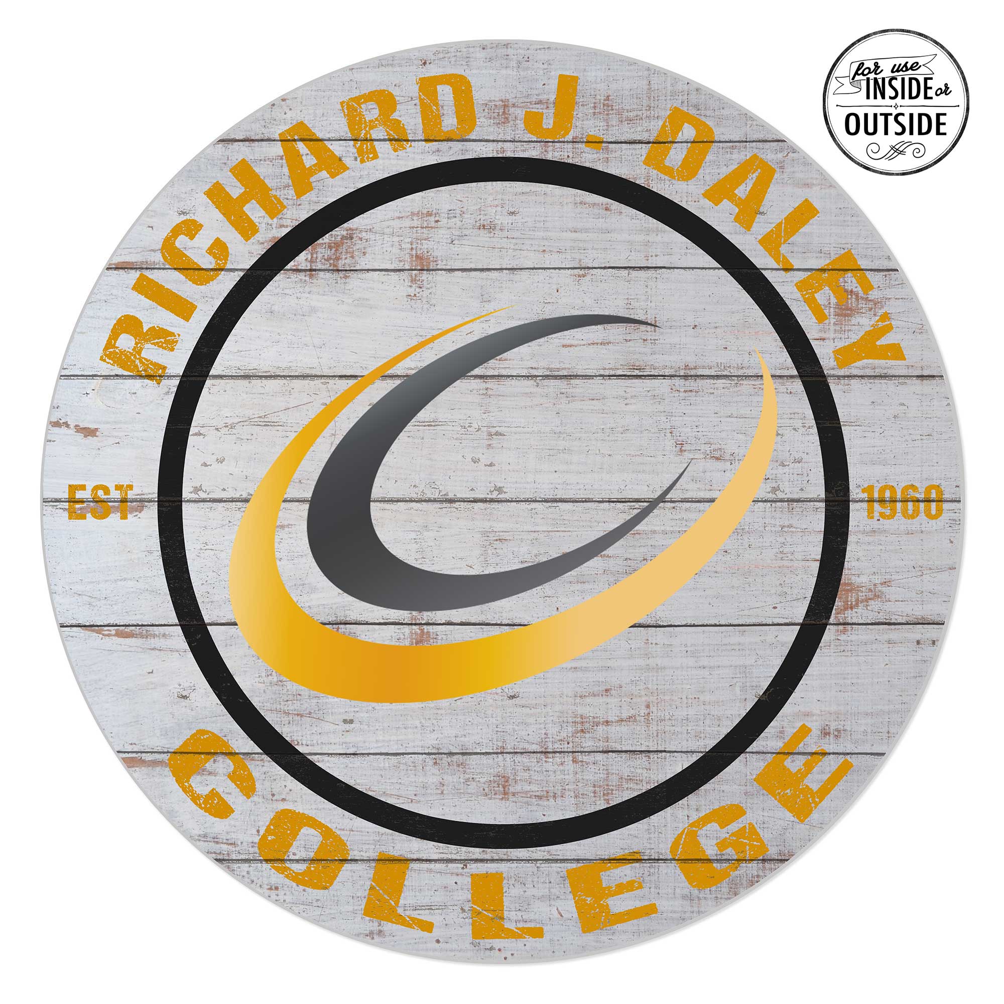 Richard J Daley College Bulldogs 20'' x 20'' Indoor/Outdoor Weathered Circle Sign