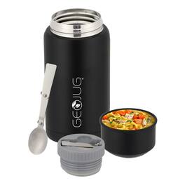 Brentwood - GEOJUG 25oz Insulated Stainless Steel Food Jar in Black with Bowl and Folding Spoon
