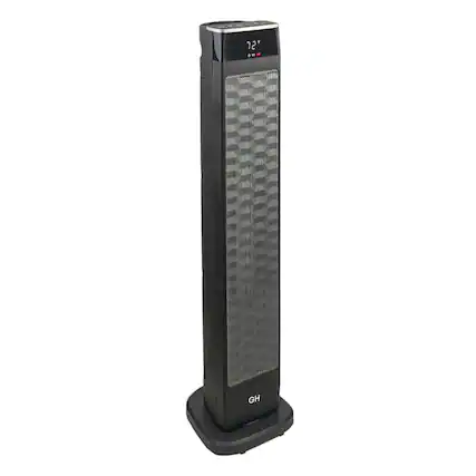 Front. Good Housekeeping - Good Housekeeping 30" Ceramic Tower Space Heater with Remote, Oscillating, Black - Black.