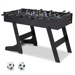 Costway - 4ft x 2ft Folding Foosball Table with 2 Balls & Slide Scorers, 22 Players, Indoor - Black
