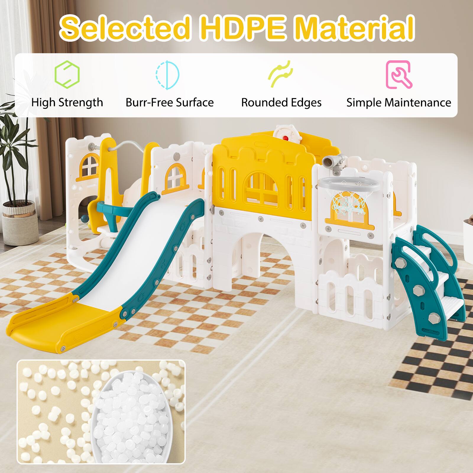 Selected HDPE Material  
- High Strength  
- Burr-Free Surface  
- Rounded Edges  
- Simple Maintenance