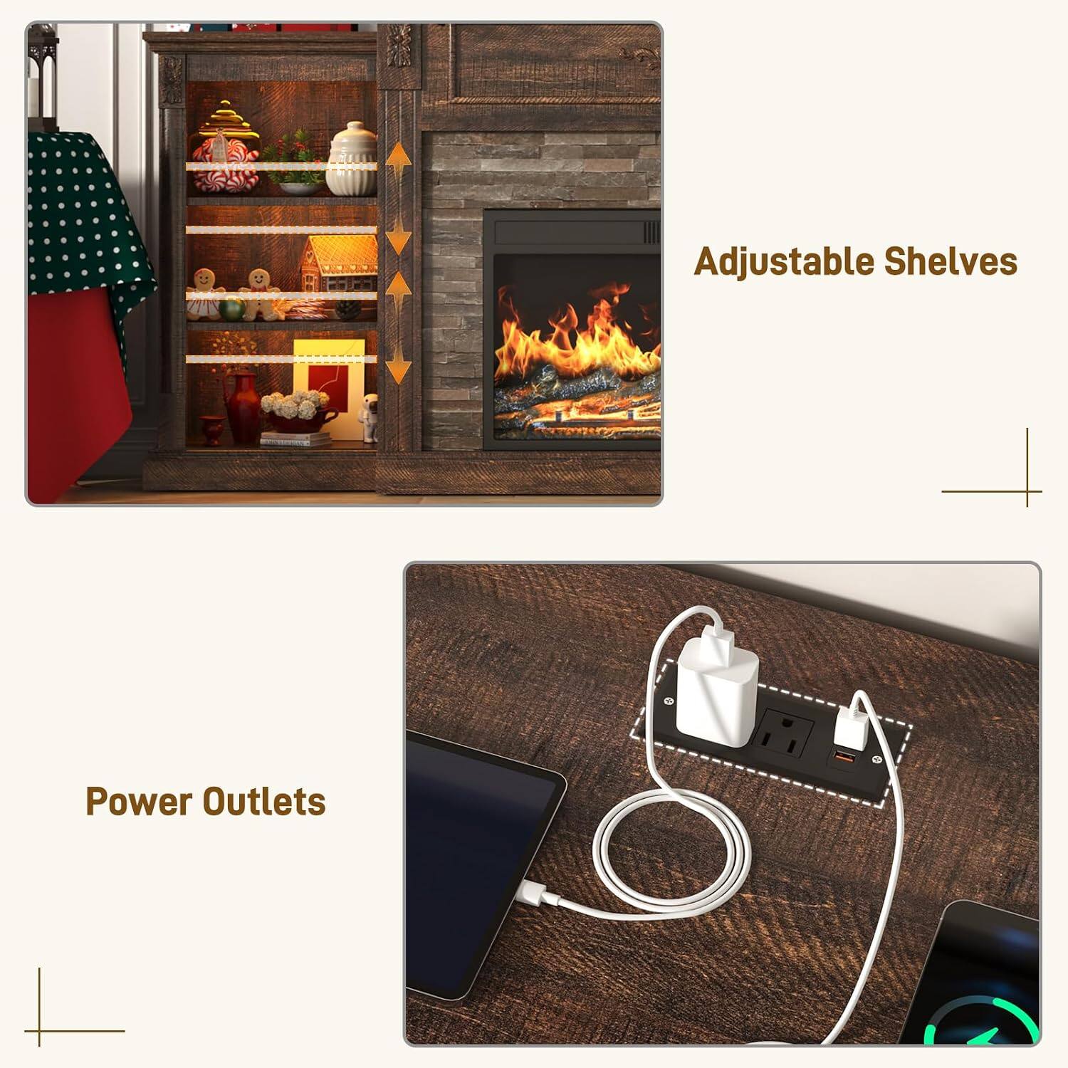 Adjustable Shelves  
Power Outlets