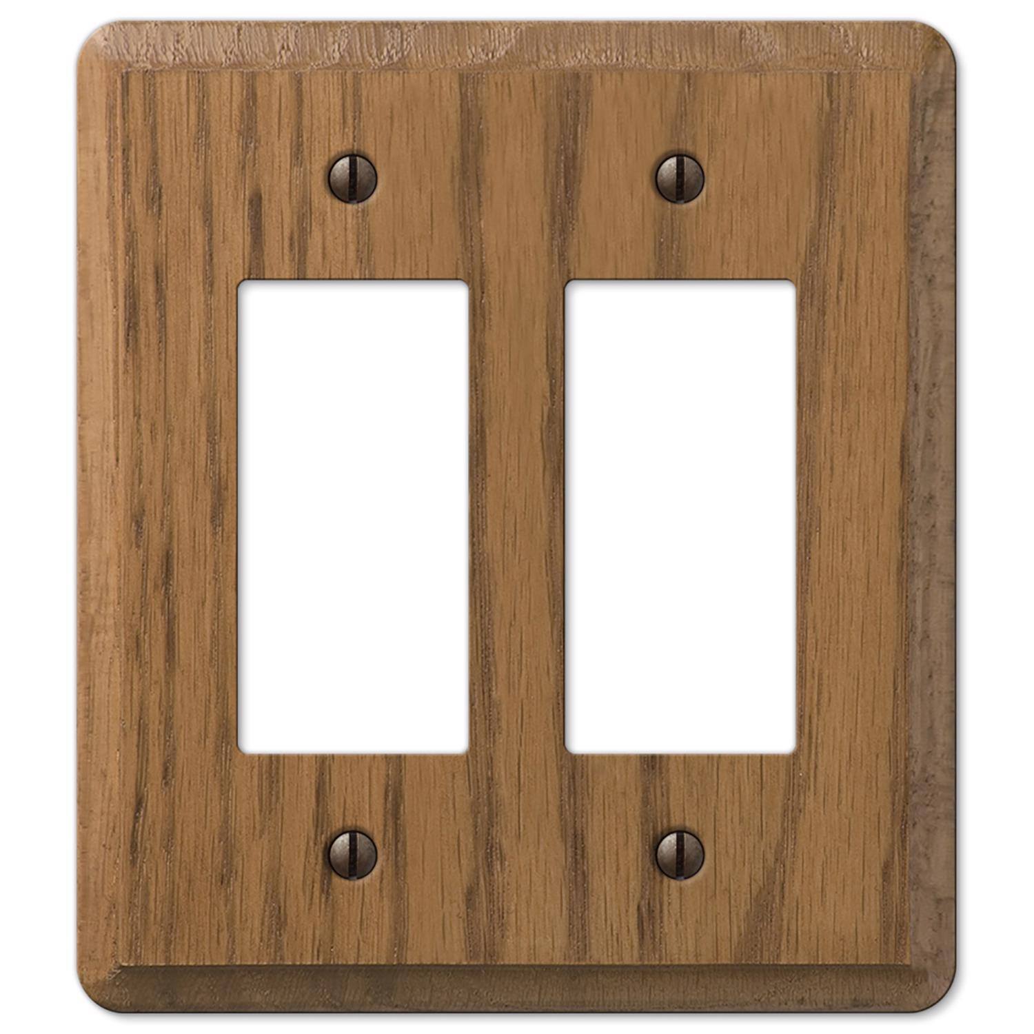 Angle. AMERELLE - Amerelle Contemporary Medium Brown 2 gang Oak Wood Decorator Wall Plate 1 pk - Brown.