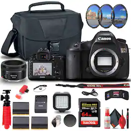 EOS 5DS DSLR Camera (0581C002) + Canon EF 50mm Lens + 64GB + More (International Version)