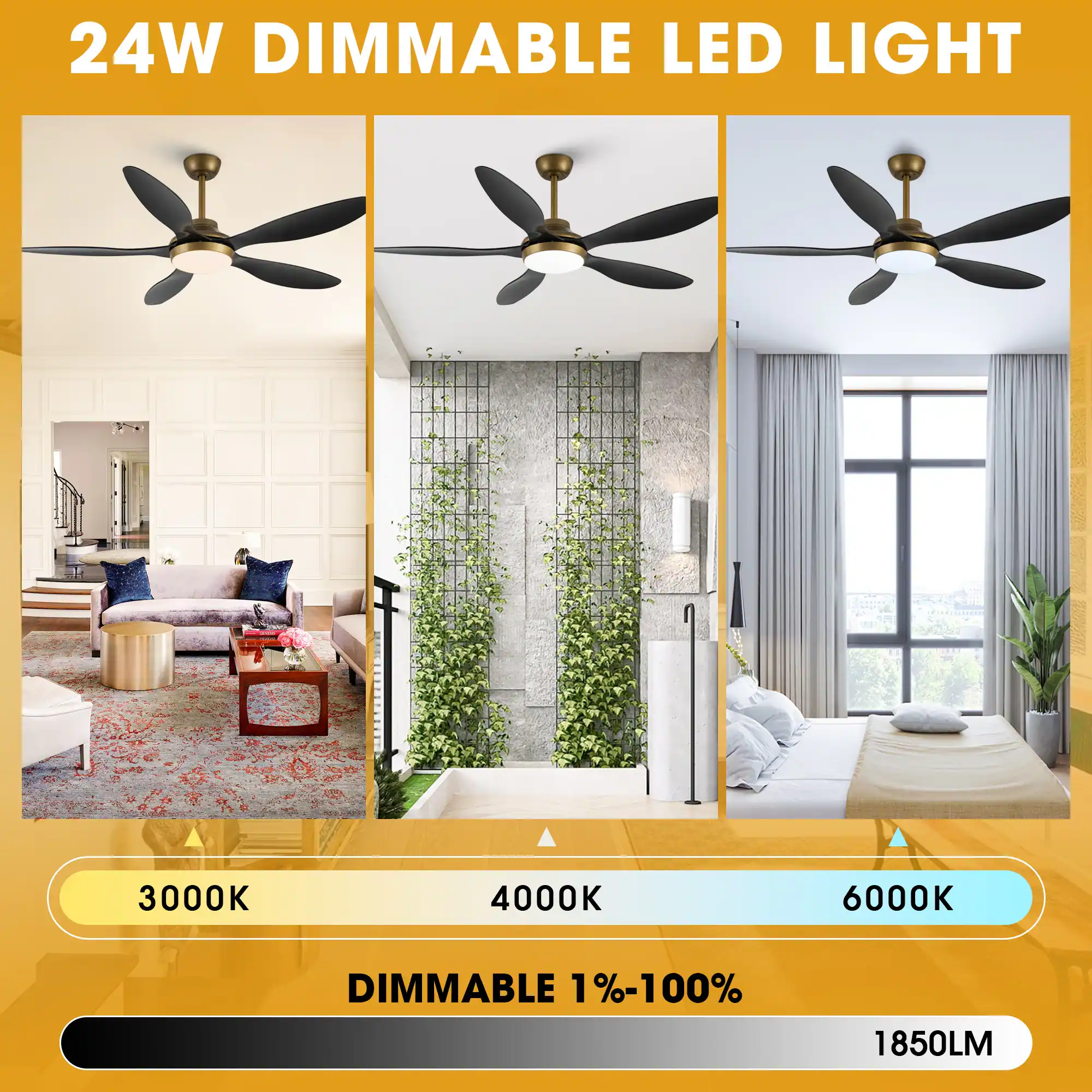 24W DIMMABLE LED LIGHT

3000K 4000K 6000K

DIMMABLE 1%-100%

1850LM