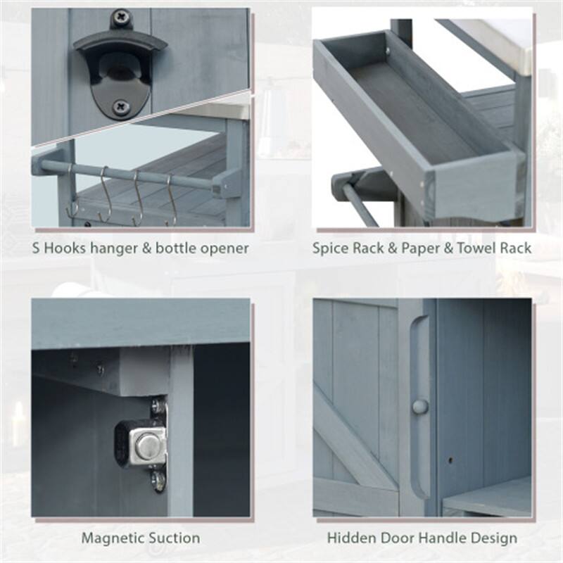 - S Hooks hanger & bottle opener
- Spice Rack & Paper & Towel Rack
- Magnetic Suction
- Hidden Door Handle Design