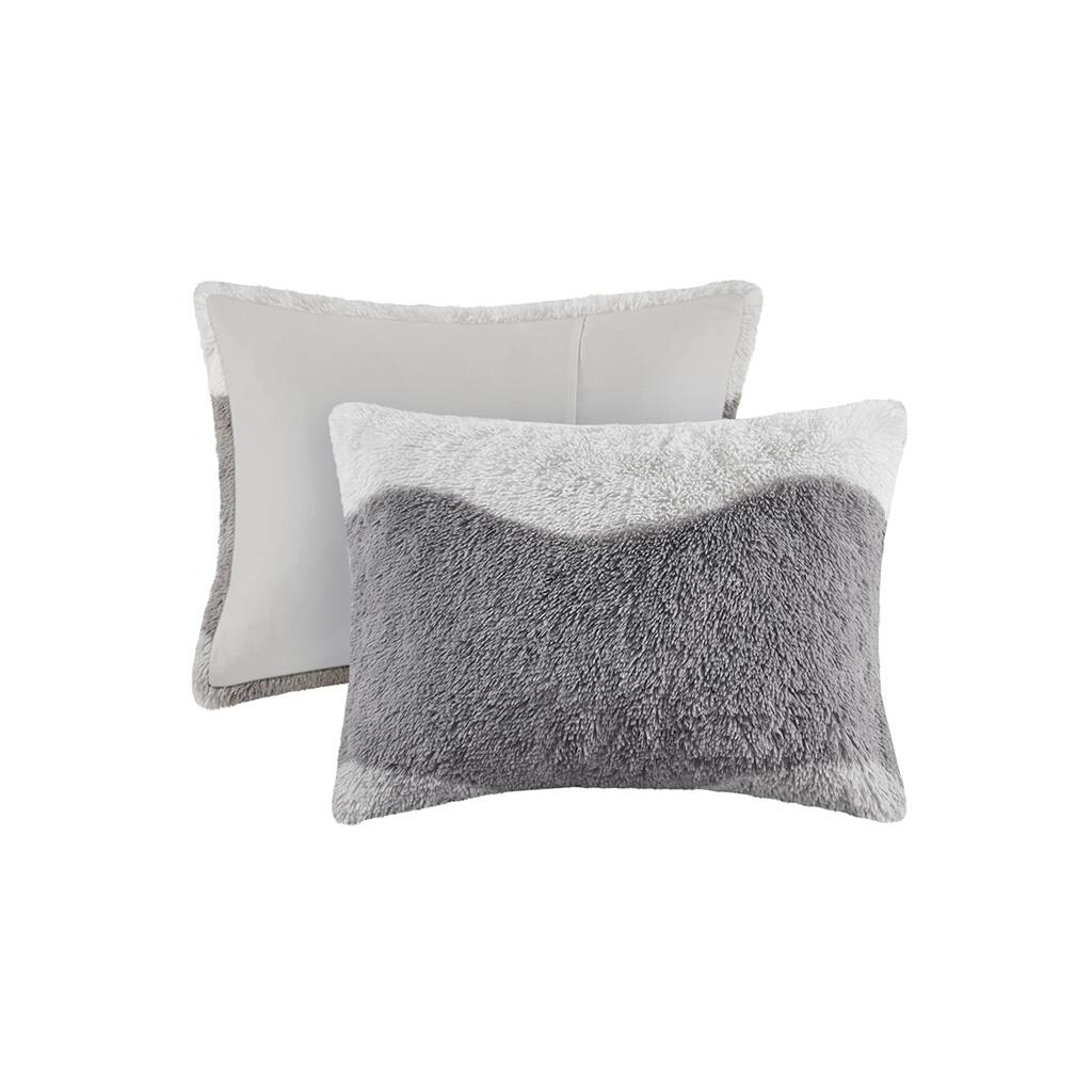 Alt View 4. Gracie Mills - Gracie Mills Ombre Wave Shaggy Faux Fur Comforter Set - Grey.