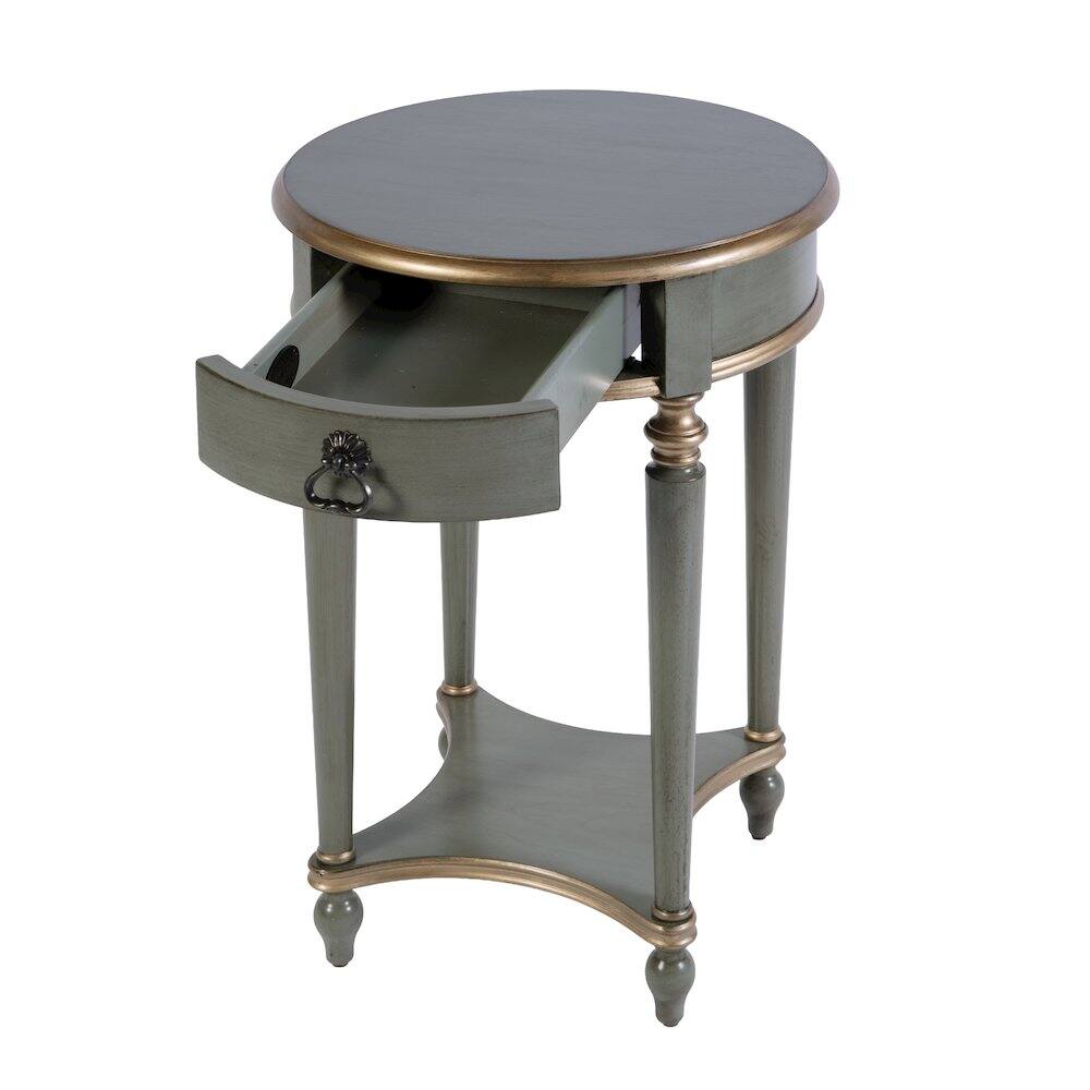 Alt View 3. Butler Specialty - Jules 17.5 in. W Round Wood 1 Drawer End Table - Pastel Green.