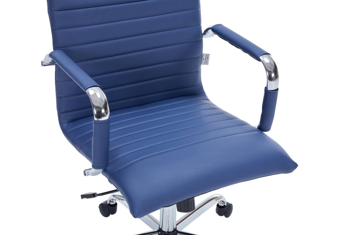 Alt View 5. LeisureMod - Harris Mid-Back Leather Office Chair Adjustable Height Tilt Computer Task Chair with 360-Degree Swivel - Navy Blue.