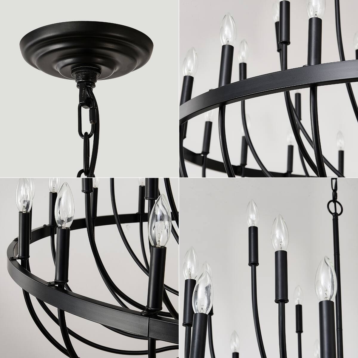 Alt View 3. Loheer - Loheer 36 Light Chandelier Matte Black Iron E12 Candle Pendant for Dining Room and Kitchen Island.