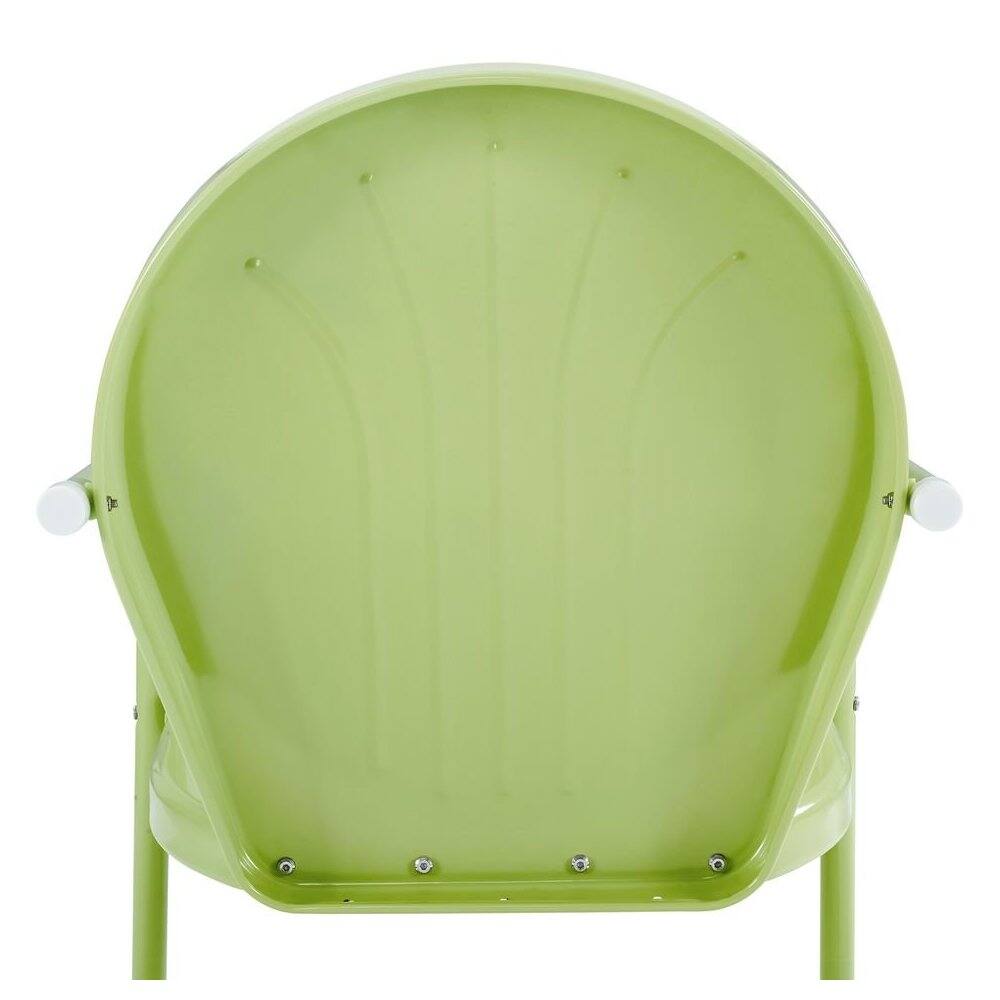 Left. Outdoor Escape - Key Lime Green Metal Patio Chair with Gloss Finish – Decorative Retro Style - Key Lime Gloss.