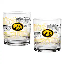 Indigo Falls - Iowa Hawkeyes Two-Pack 14oz. Campus Line Art Glass - Multicolor