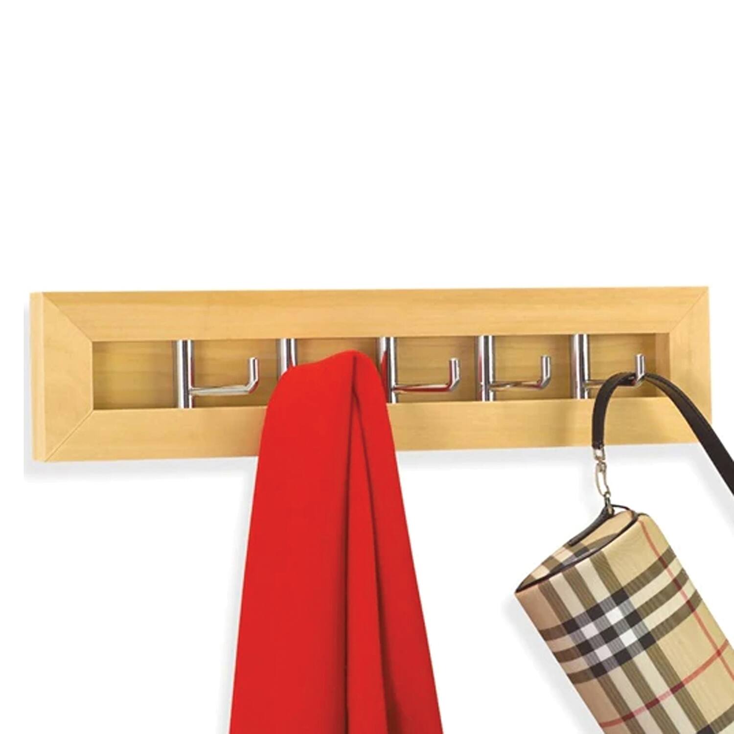 Front. Better Houseware - Better Houseware 4865 Milano Hook Horizontal Rack, Chrome/natural Wood - silver.