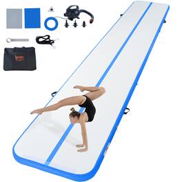VEVOR - Gymnastics Air Mat, 4 inch Thickness Inflatable Gymnastics Tumbling Mat, Tumble Track with Electric Pump - Blue