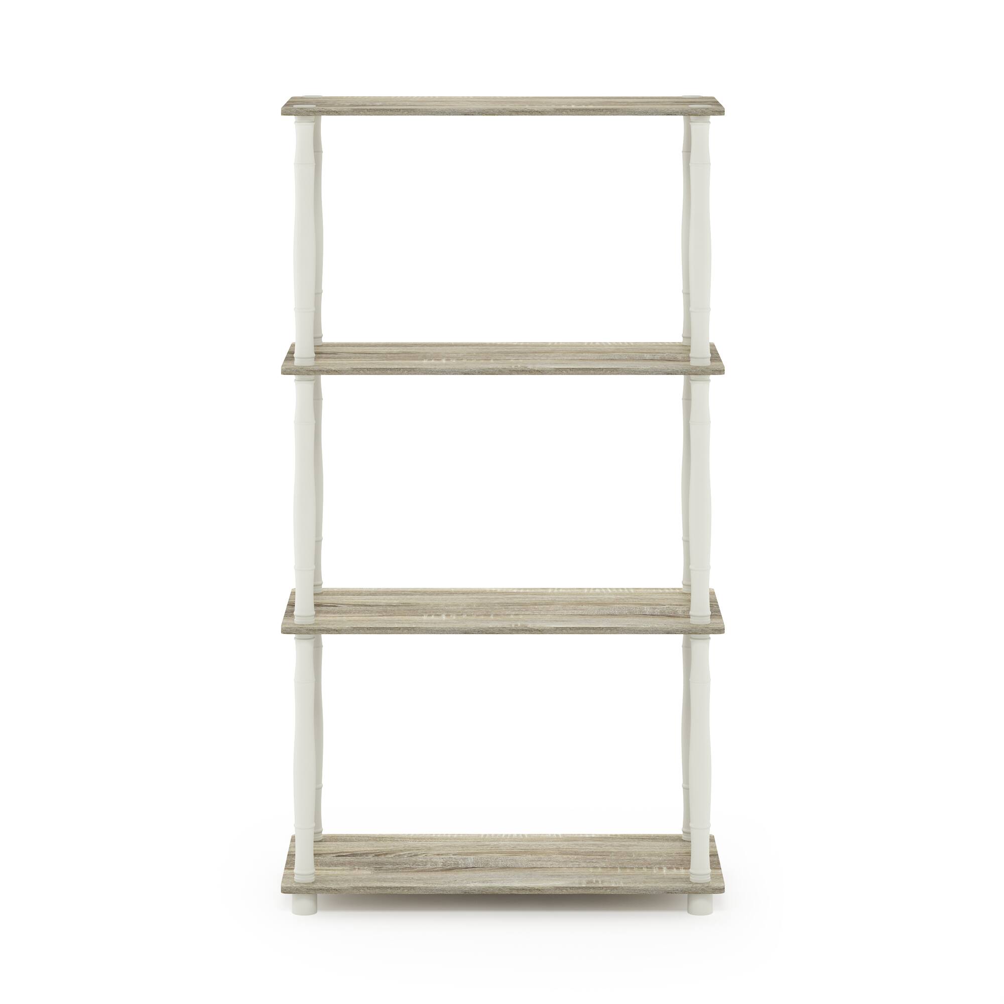 Alt View 2. Furinno - Turn-N-Tube 4-Tier Multipurpose Shelf Display Rack with Classic Tubes, Sonoma Oak/White - Sonoma Oak/White.
