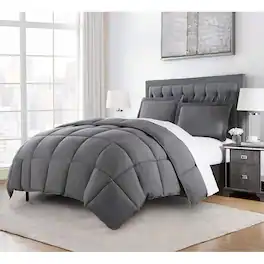 Hivvago - Queen Size Reversible Microfiber Down Alternative Comforter Set in Grey - Gray