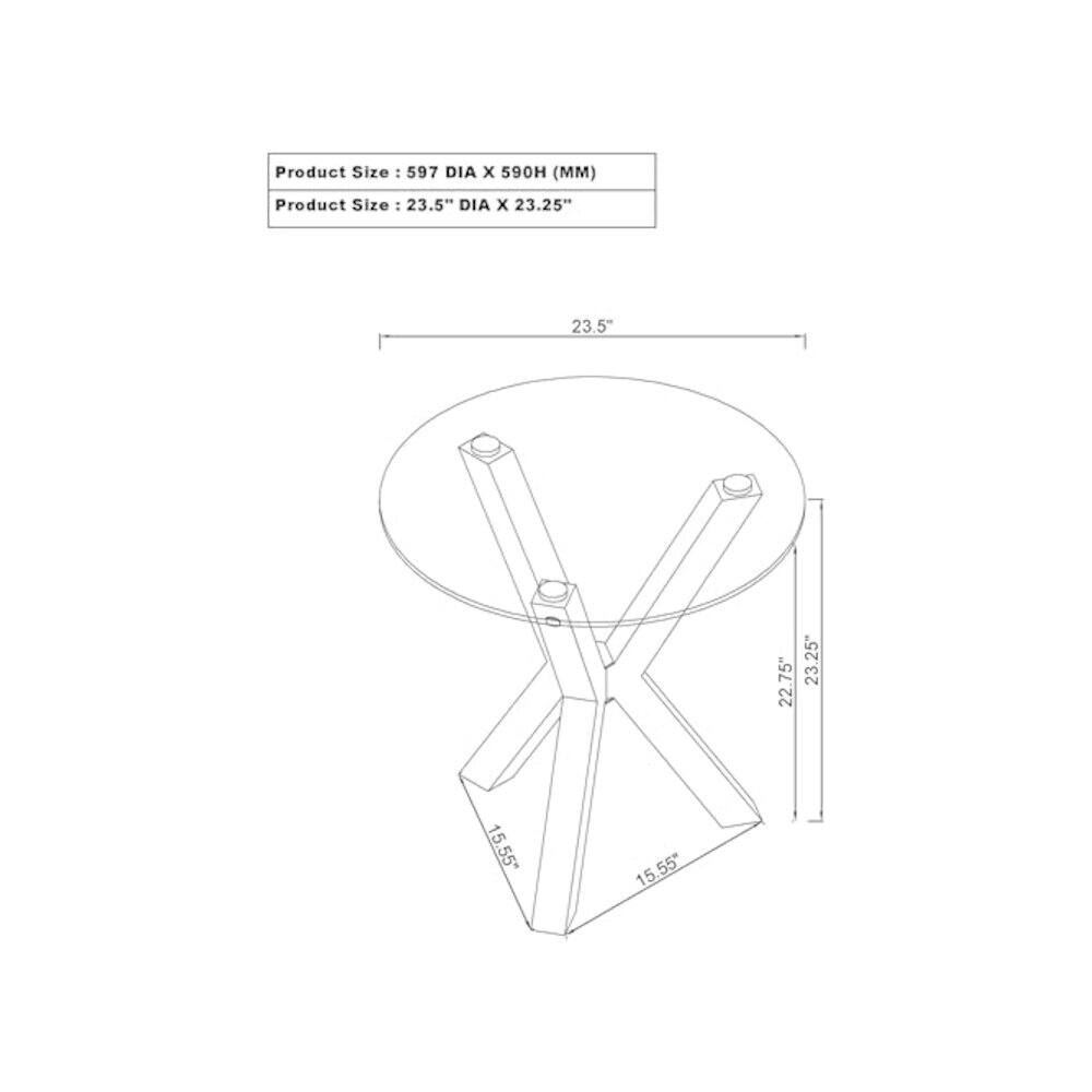 Product Size: 597 DIA x 590H (MM)  
Product Size: 23.5" DIA x 23.25"  
23.5"  
22.75"  
23.25"  
15.55"  
15.55"