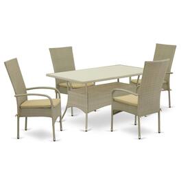 East West Furniture - Wicker Patio Set Natural Linen - Brown