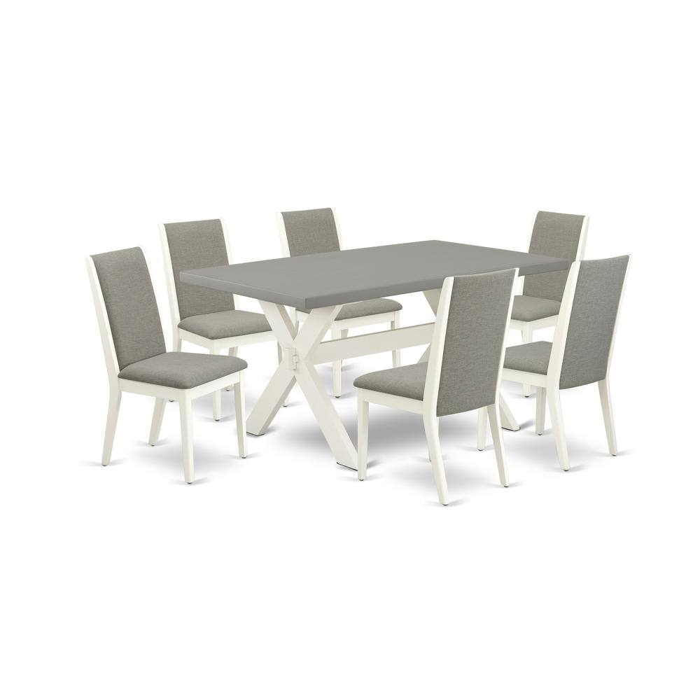 Left. East West Furniture - East West Furniture X096LA206-7 7-Piece Modern Dining Room Table Set a Good Cement Color Wood Dining Table Top and 6 - Multi-Color.