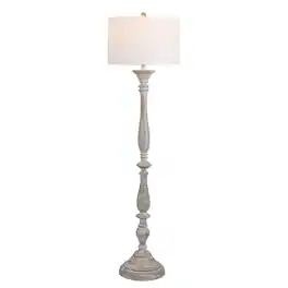 Jonathan Y - Trisha 61.5" French Country Resin Candlestick Floor Lamp, Shabby Chic for Living Room - Wash White
