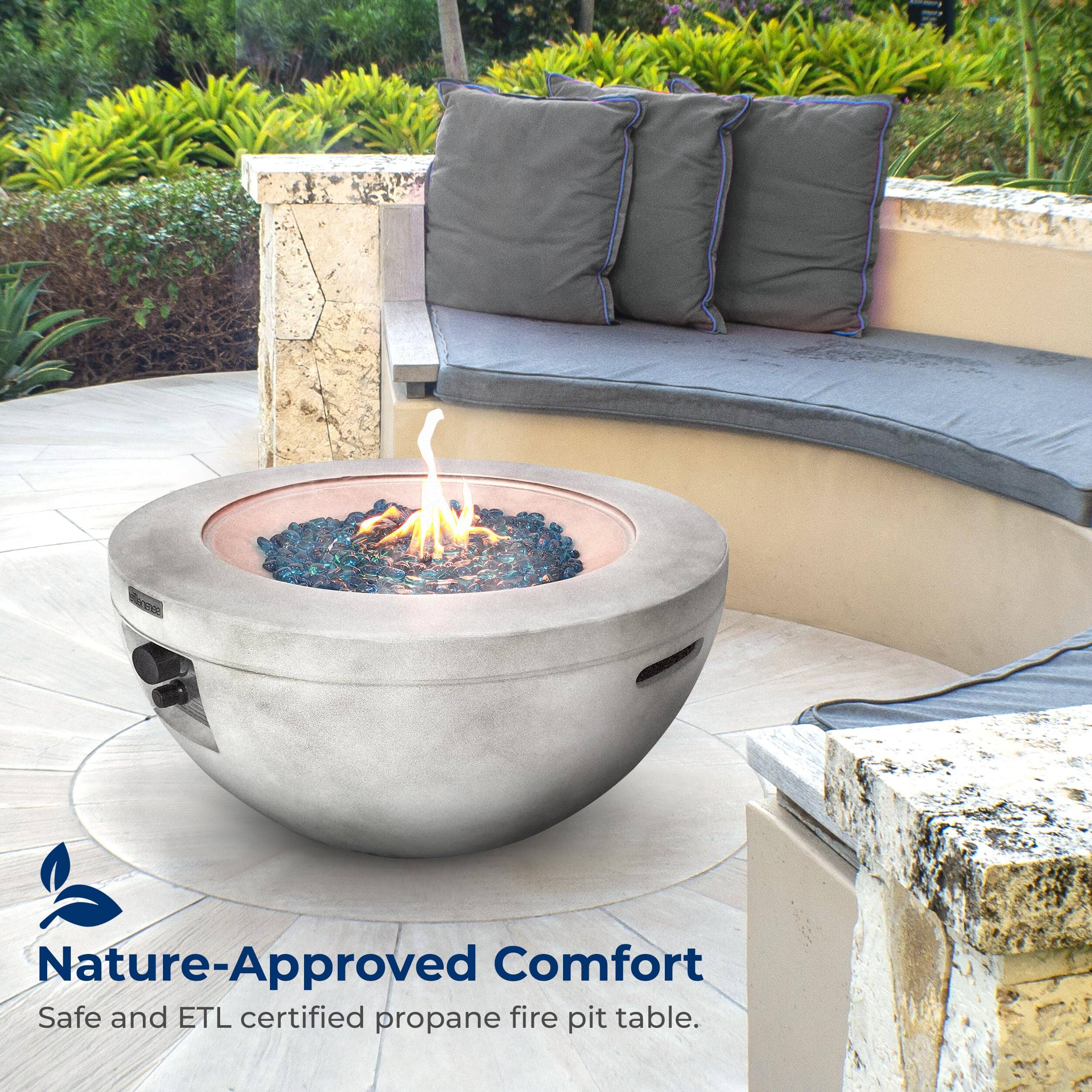Nature-Approved Comfort  
Safe and ETL certified propane fire pit table.