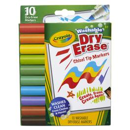 Crayola - Washable Dura Wedge Tip Dry Erase Markers 10 Count - Assorted