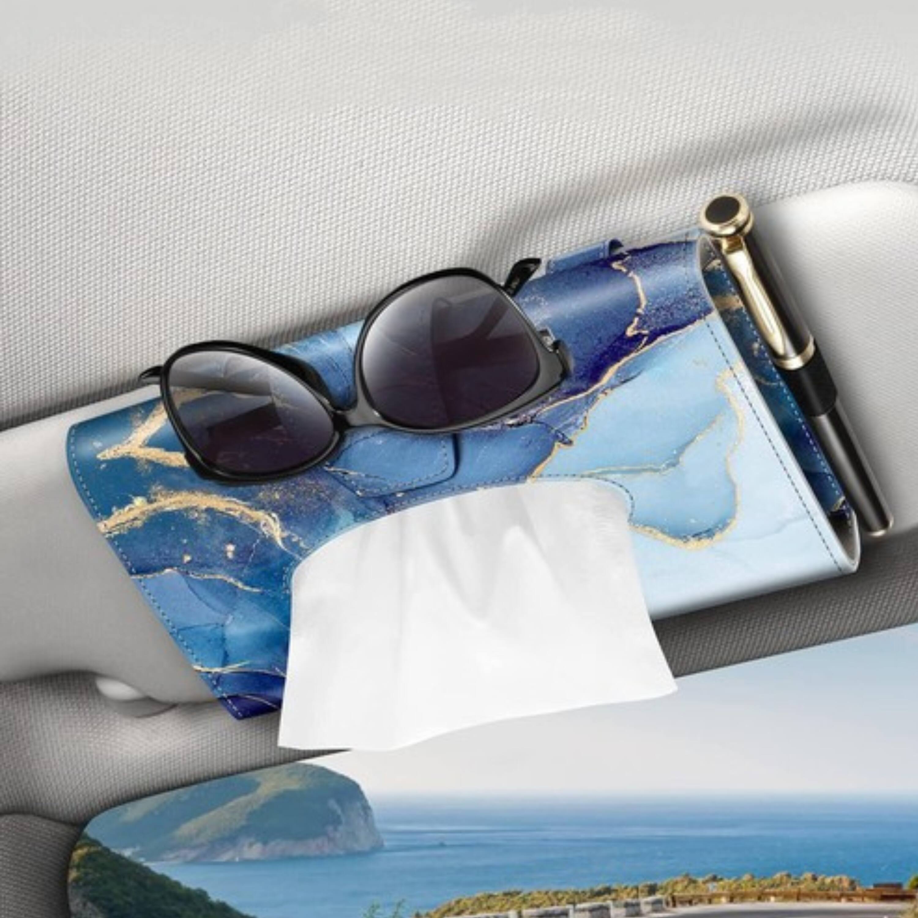 Front. Kitcheniva - Car Visor Tissue Napkin Holder Organizer Ocean Marble.