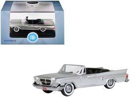 1961 Chrysler 300G Convertible Sheffield Metallic 1/87 (HO) Scale Diecast Model Car by Oxford Diecast - Silver