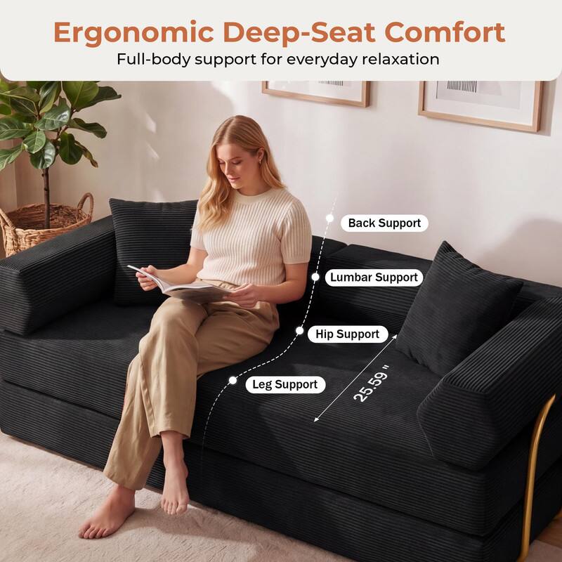 Ergonomic Deep-Seat Comfort  
Full-body support for everyday relaxation

- Back Support
- Lumbar Support
- Hip Support
- Leg Support

25.59"