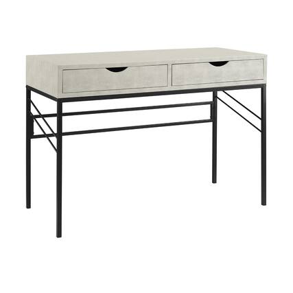 Front. Spaco - Contemporary Faux Shagreen Writing Desk - Off White.