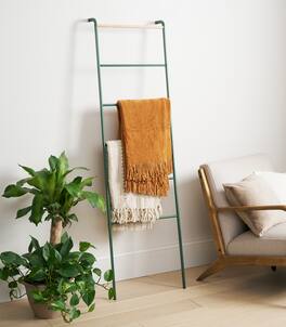 Yamazaki Home - Leaning Storage Ladder (63" H) - Steel - Forest Green