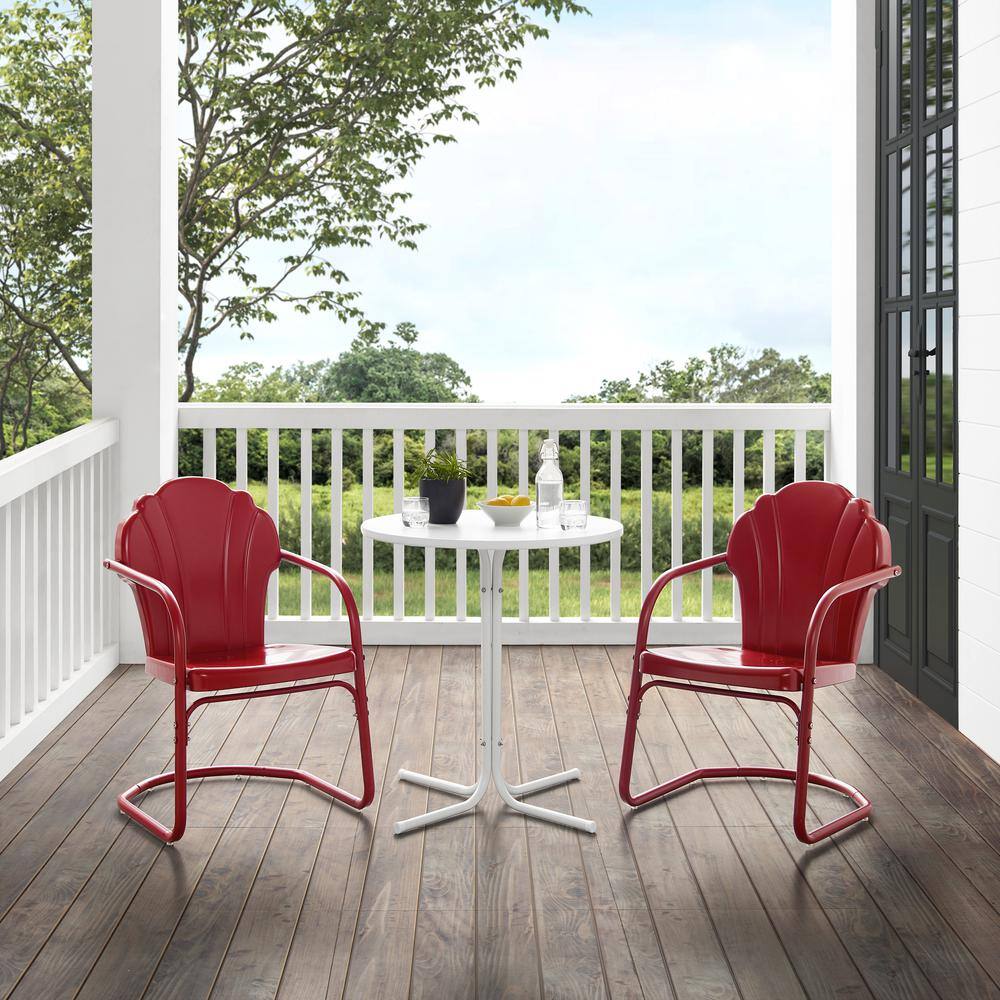 Alt View 7. Crosley Furniture - Tulip 3Pc Retro Outdoor Bistro Set - Bistro Table & 2 Chairs - Dark Red Satin.