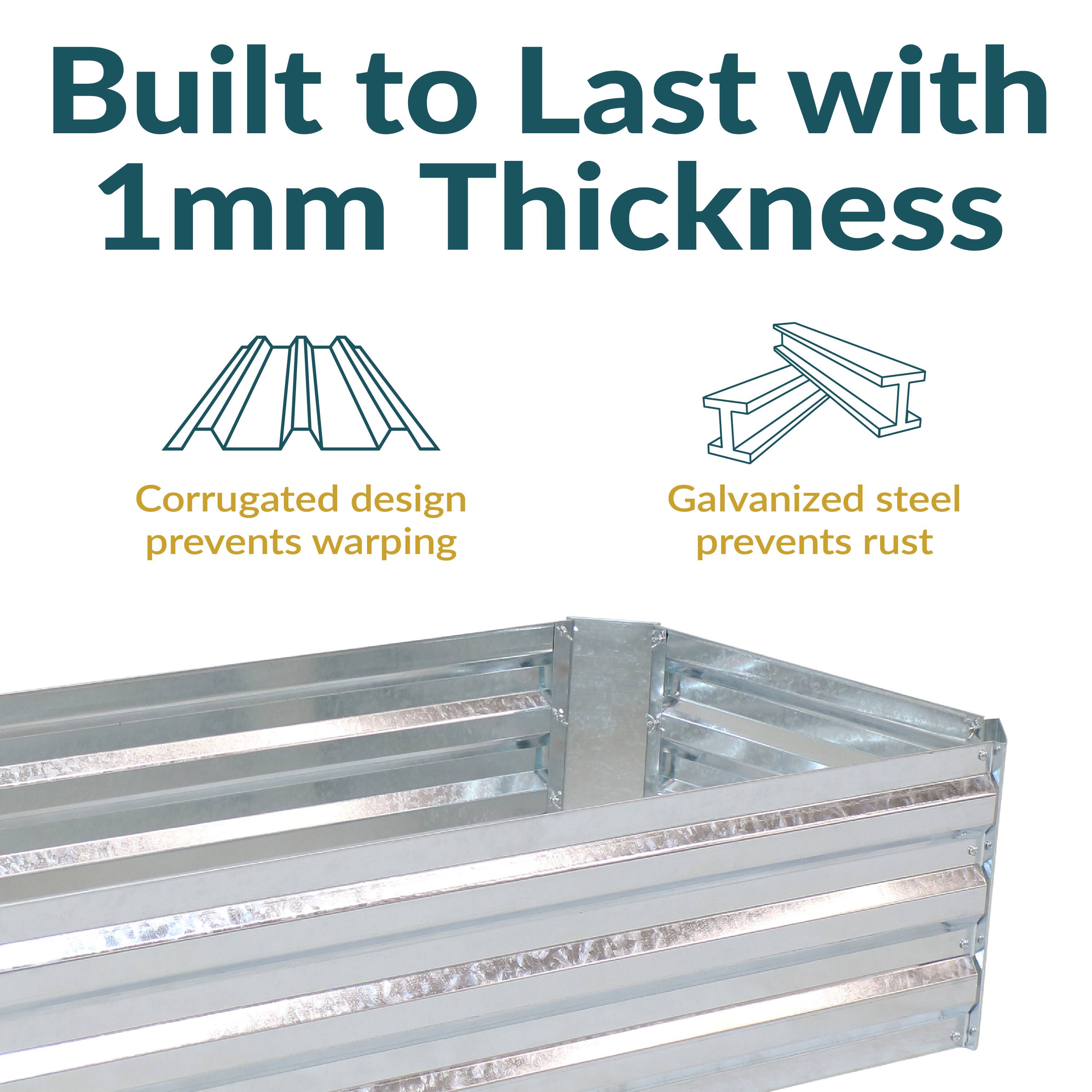 Built to Last with 1mm Thickness

- Corrugated design prevents warping
- Galvanized steel prevents rust