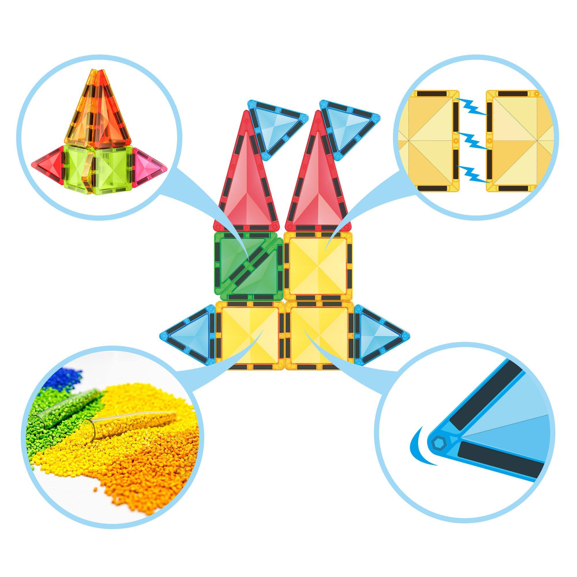 Alt View 2. Everplay - Everyplay Magnetic Tiles For Kids, Mini Construction STEM Building Blocks Educational Toy, 24PCS - Multicolor.