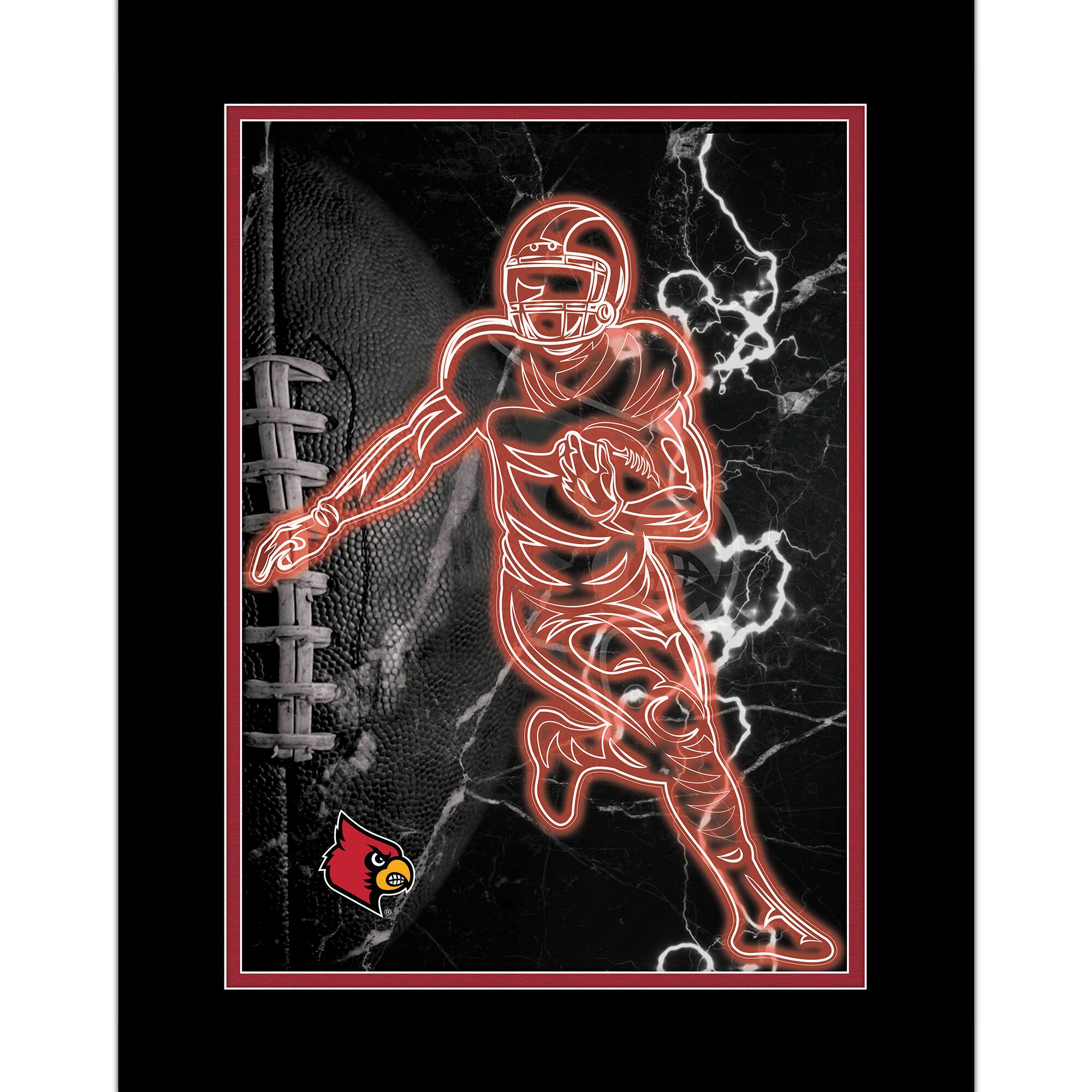 Black Louisville Cardinals 12'' x 16'' Framed Neon Player Print