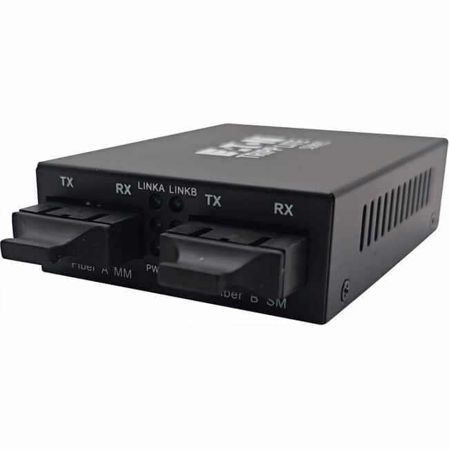 Tripp Lite - series N784-MDC-6SCSC Fiber Optic Mode Converter - 0.9" Height x 2.9" Width x 4.3" Depth - Metal Box - Black