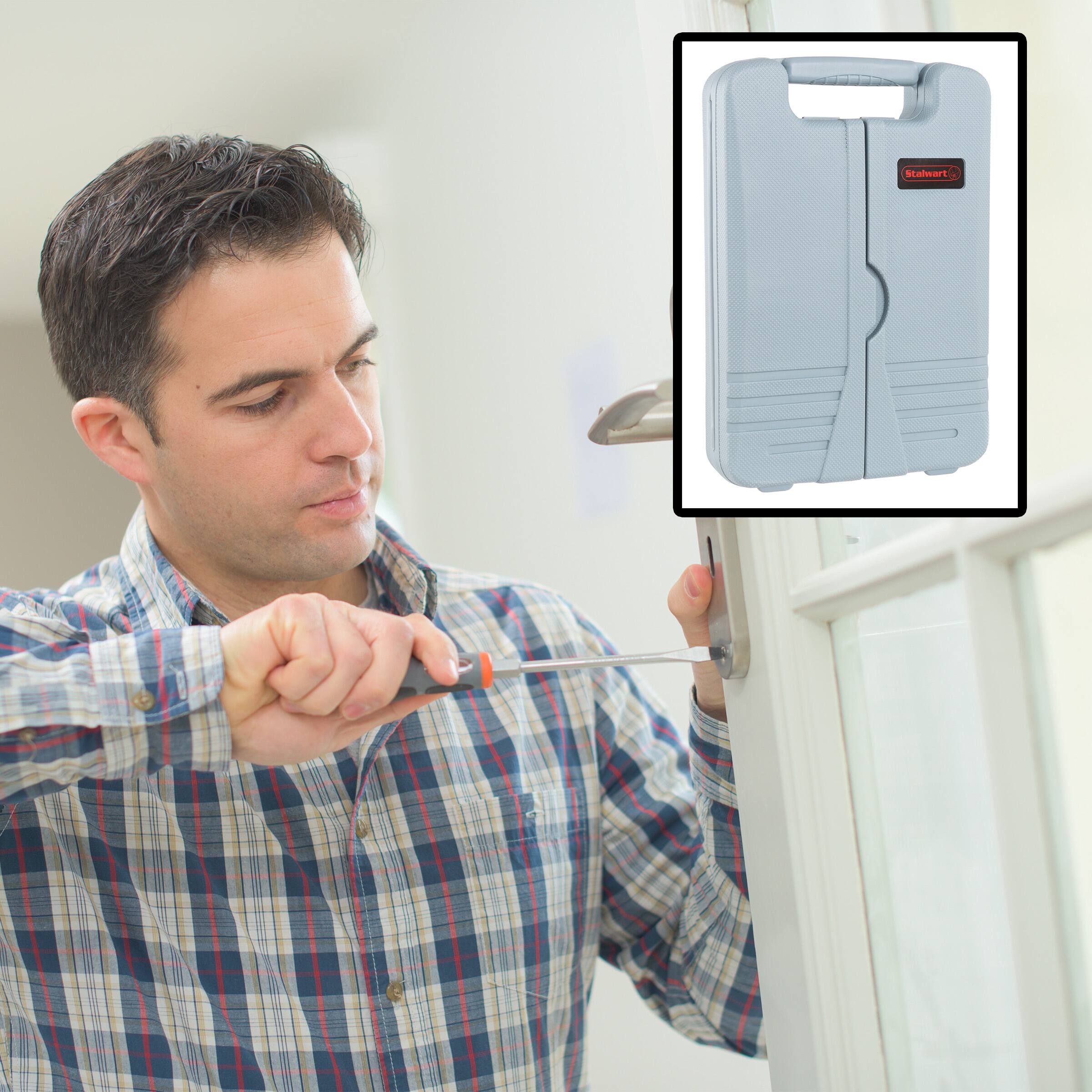 Alt View 4. Stalwart - Tool Kit 132 Heat-Treated Pieces with Carrying Case Essential Steel Hand Tool and Basic Repair Set for Home - Gray.