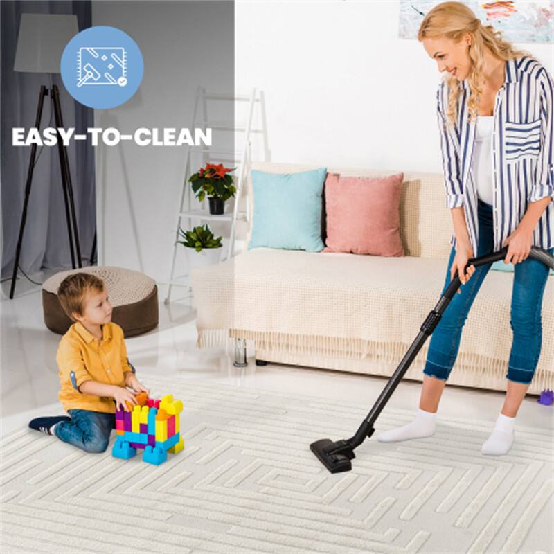 Alt View 1. HTUTWOO - 7'9''x 10' Area Rug - Cream Indoor Carpet, Modern Geometric Pattern, Non Shedding, for Bedroom, Kitchen, Living Room - Cream.