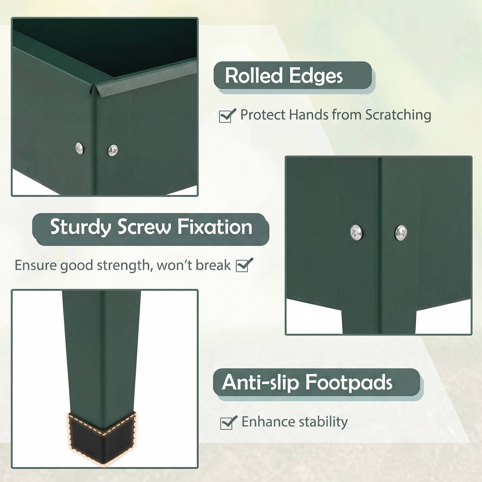 - Rolled Edges: Protect Hands from Scratching
- Sturdy Screw Fixation: Ensure good strength, won't break
- Anti-slip Footpads: Enhance stability