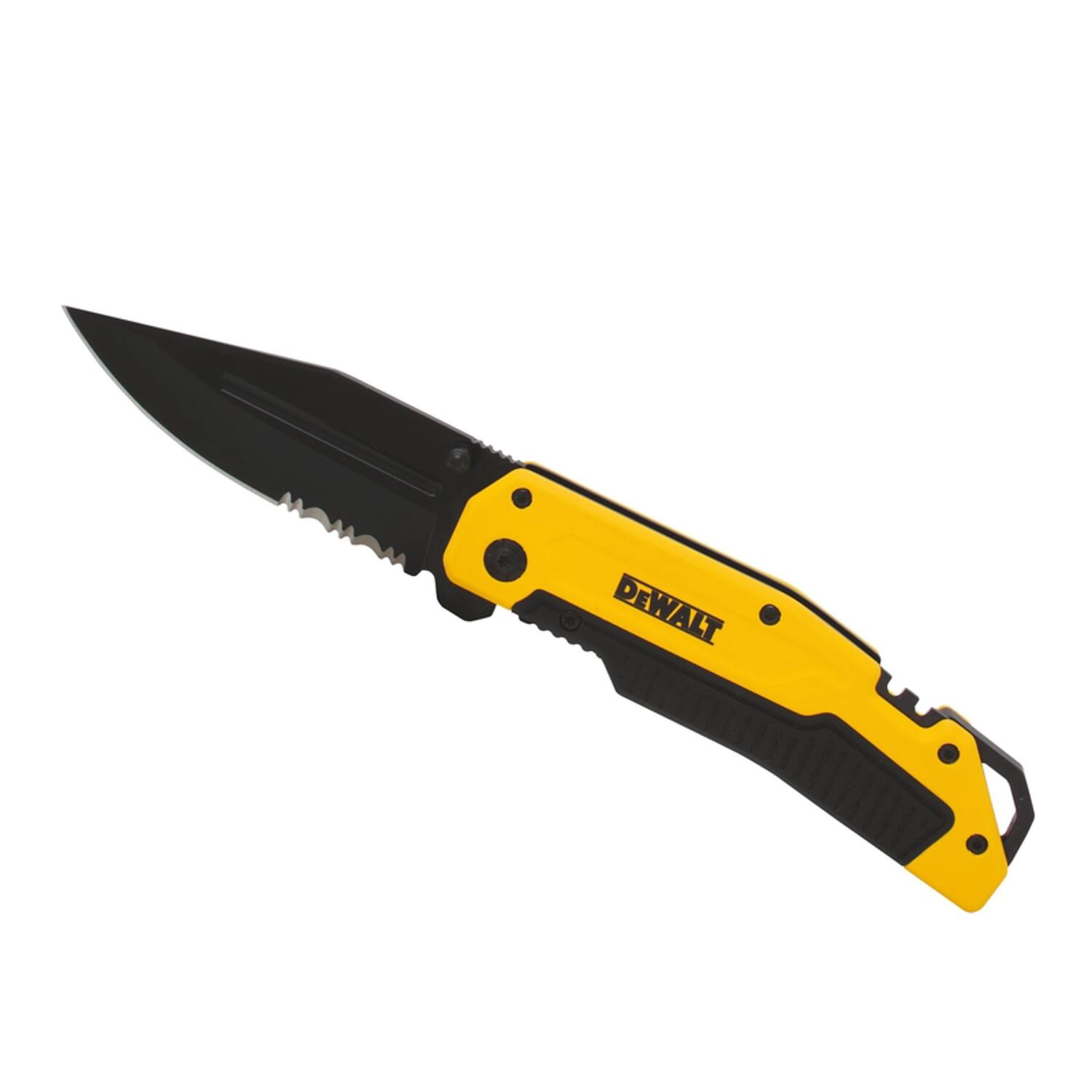 Angle. Dewalt - DeWalt Black/Yellow 8CR13MOV Steel 8 in. Premium Pocket Knife.