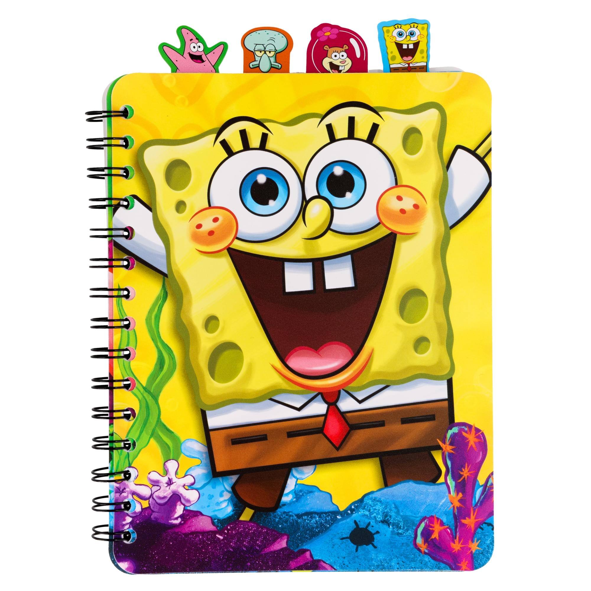 Front. Nickelodeon - Nickelodeon SpongeBob SquarePants 4-Tab Spiral Notebook With 160 Dotted Sheets - Multi-Colored.