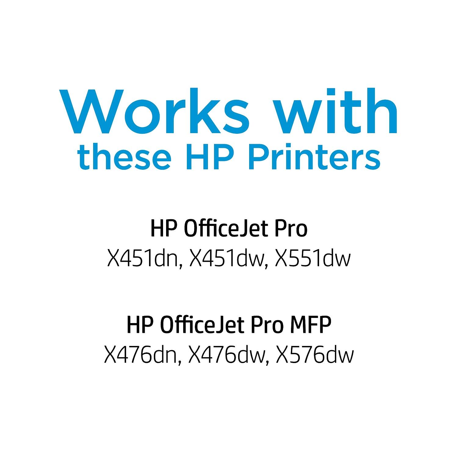 Works with these HP Printers

HP OfficeJet Pro  
X451dn, X451dw, X551dw

HP OfficeJet Pro MFP  
X476dn, X476dw, X576dw