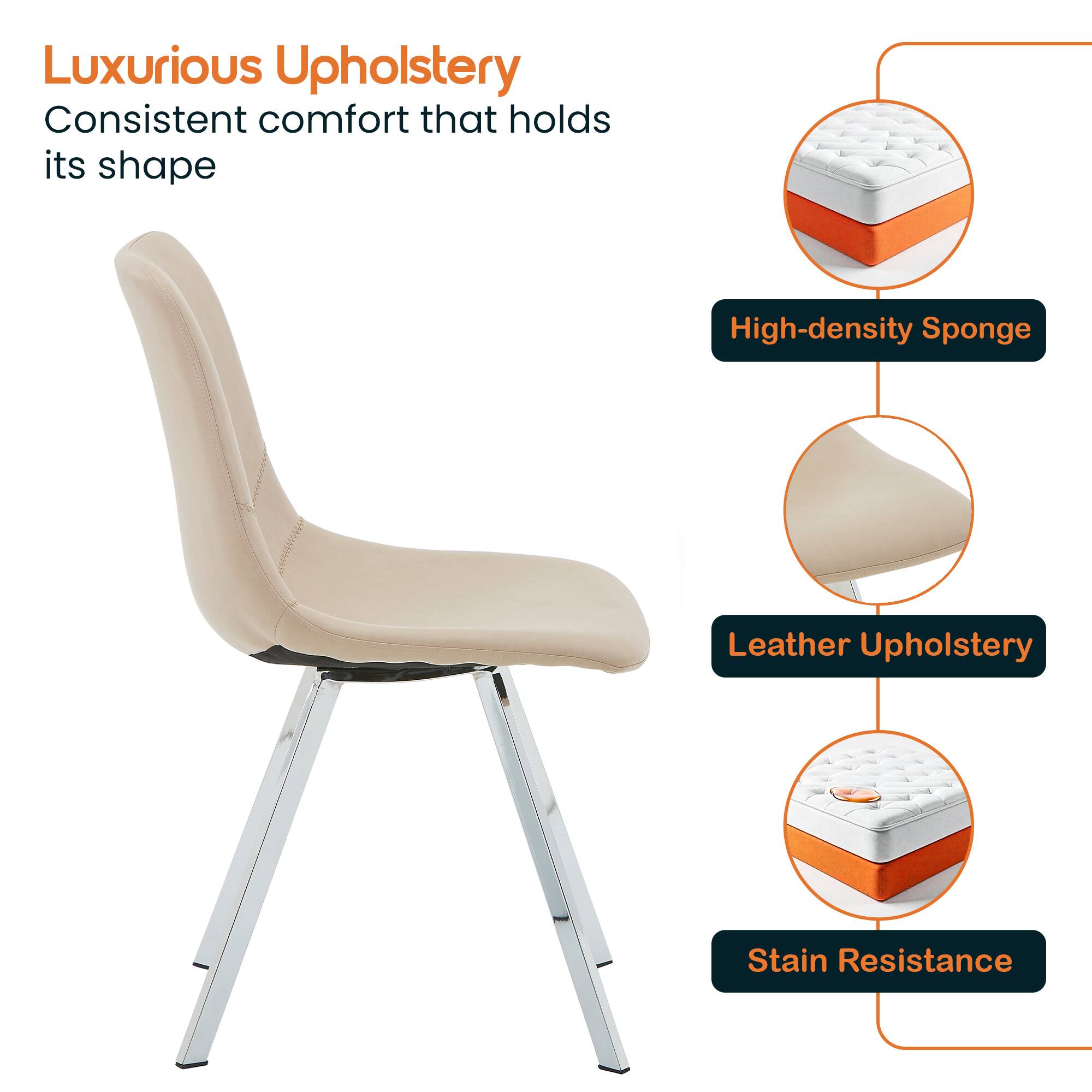 Luxurious Upholstery  
Consistent comfort that holds its shape

- High-density Sponge
- Leather Upholstery
- Stain Resistance