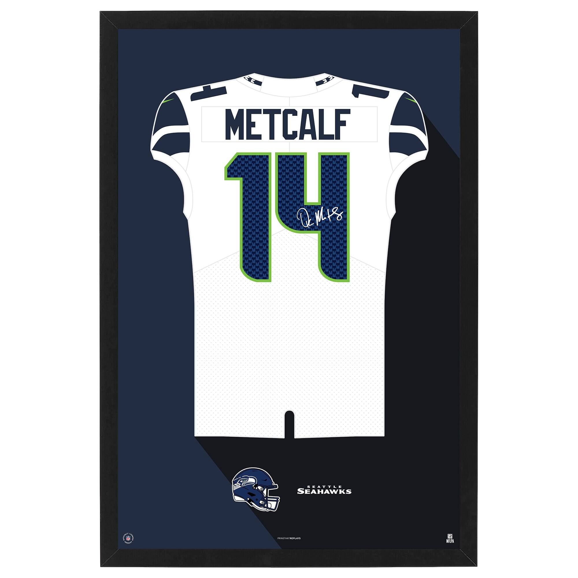 DK Metcalf Seattle Seahawks Away Jersey Framed Art Print