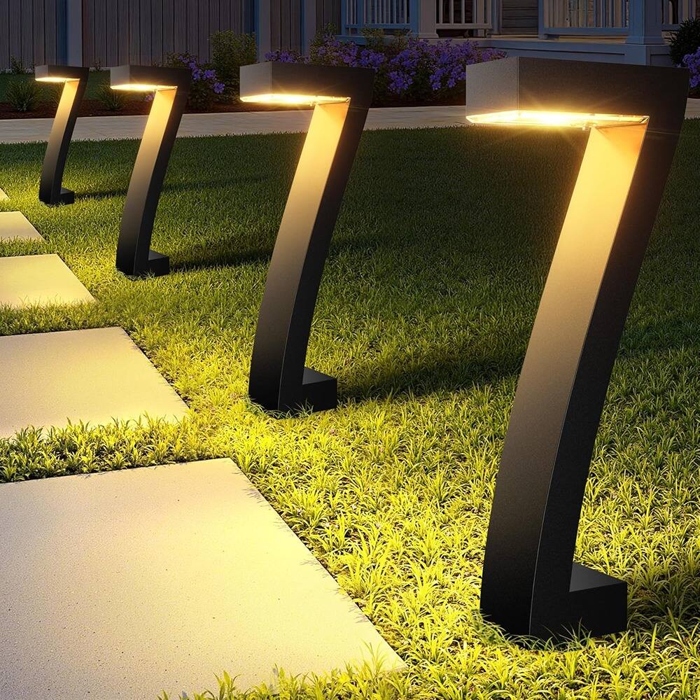 MOSZAR LLC - Solar Lights Outdoor Pathway Lights, 6 Pack Upgraded Bright LED - Black