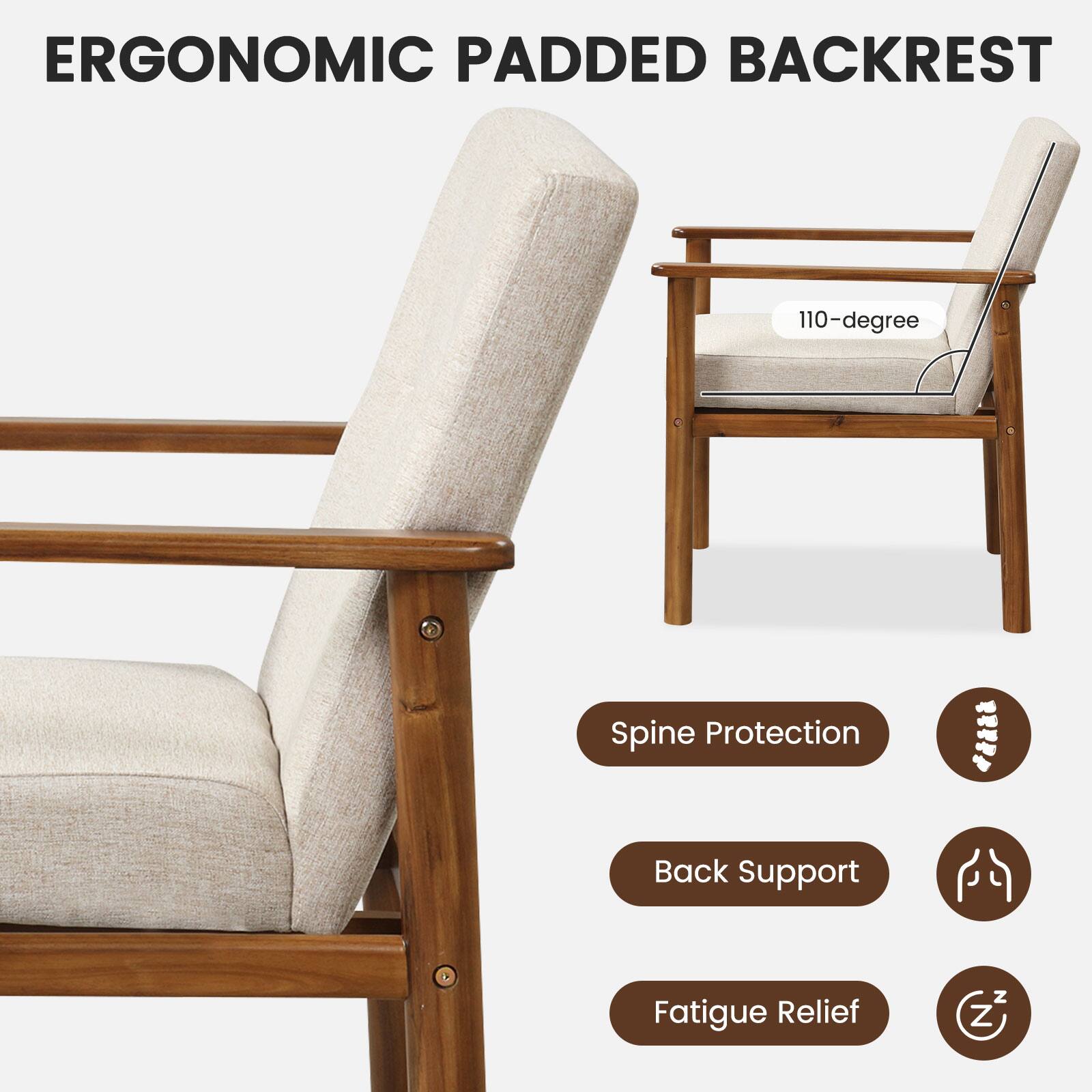 ERGONOMIC PADDED BACKREST 110-degree Spine Protection Back Support Fatigue Relief